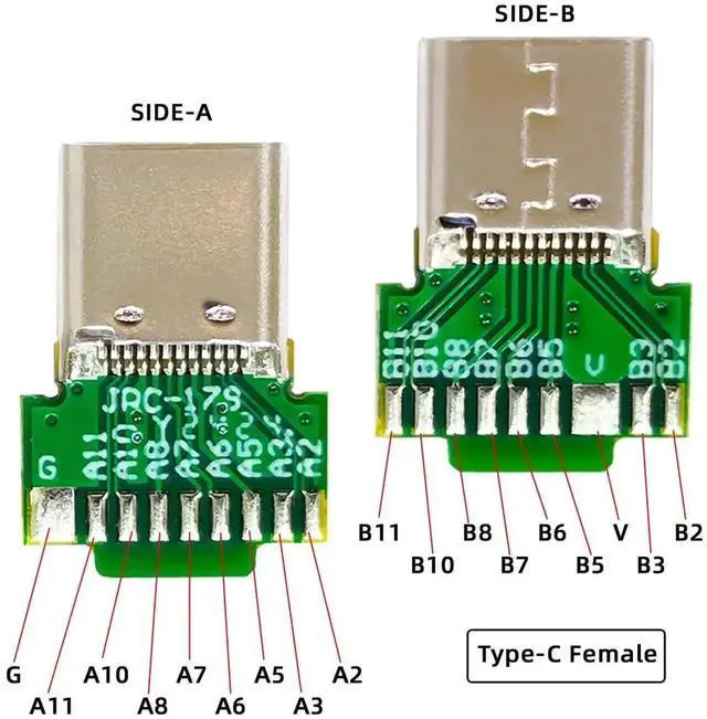 Alt view image 2 of 7 - AJMRTC 2Pcs/Lot DIY SolderType USB3.1 TypeC Male & Female Plug Socket Connector with PCB Board, Solderable USBC Breakout Module for Custom Cable Making, Electronic Repair & Prototype Projects