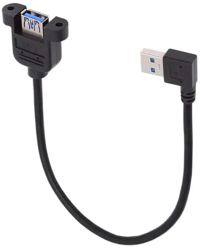 Main image of AJMRTC Left Angled 90 Degree USB 3.0 TypeA Male to Female Panel Mount Header Cable 30CM, SuperSpeed 5Gbps PanelType Extension Cord for Industrial Equipment, Cabinet Internal Wiring