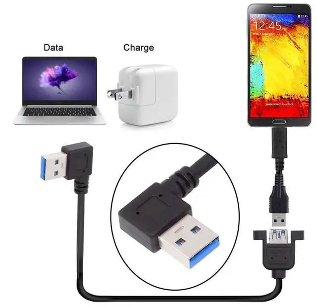 Alt view image 2 of 7 - AJMRTC Left Angled 90 Degree USB 3.0 TypeA Male to Female Panel Mount Header Cable 30CM, SuperSpeed 5Gbps PanelType Extension Cord for Industrial Equipment, Cabinet Internal Wiring