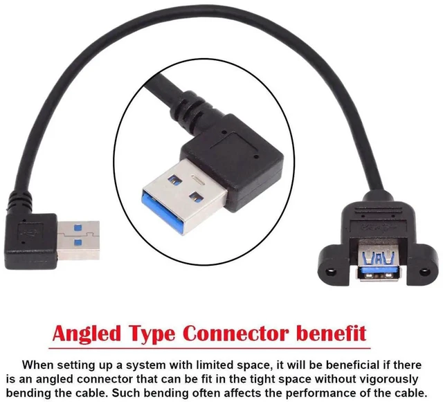 Alt view image 2 of 7 - AJMRTC 5Gbps USB 3.0 TypeA Male to Female Right Angled 90 Degree Panel Mount Header Cable 30CM, ScrewLocked PanelType Extension Cord for Industrial Cabinet, Machine Vision Internal Wiring