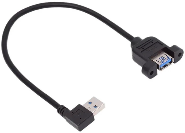 Alt view image 7 of 7 - AJMRTC 5Gbps USB 3.0 TypeA Male to Female Left Angled 90 Degree Panel Mount Header Cable 30CM, ScrewLocked PanelType Extension Cord for Industrial Cabinet, Machine Vision Internal Wiring