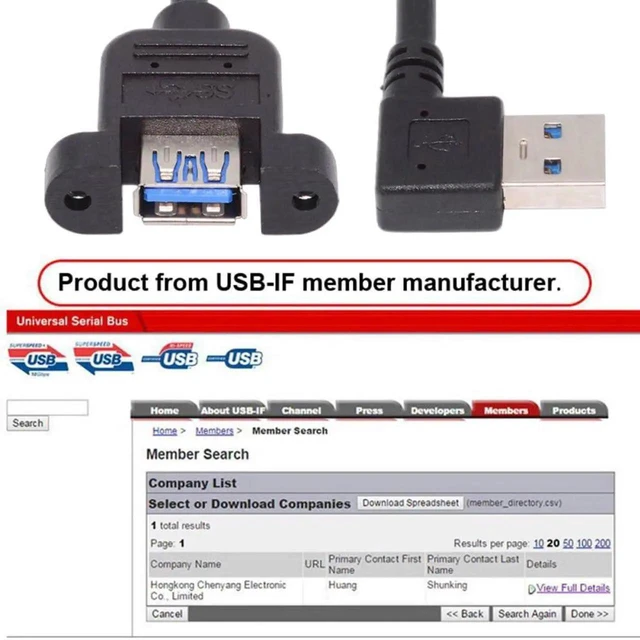 Alt view image 3 of 7 - AJMRTC 5Gbps USB 3.0 TypeA Male to Female Left Angled 90 Degree Panel Mount Header Cable 30CM, ScrewLocked PanelType Extension Cord for Industrial Cabinet, Machine Vision Internal Wiring