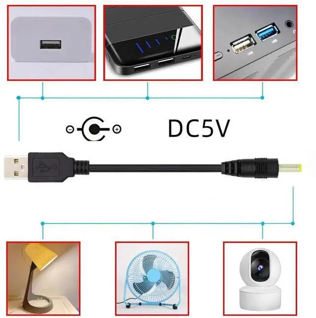 Alt view image 4 of 7 - AJMRTC 2Pcs 150cm 24AWG USB 2.0 TypeA Male to 5V DC 4.0x1.7mm Barrel Power Cable, HeavyGauge DC Round Plug Charging Cord for LED Strips, Small Electronic Gadgets, DIY 5V Power Supply Projects