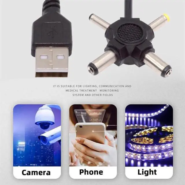 Alt view image 4 of 7 - AJMRTC USB 2.0 TypeA Male to 4in1 DC Power Charging Cable, MultiTip Barrel Connector Cord with 5.5x2.5mm,5.5x2.1mm,4.0x1.7mm,3.5x1.3mm Plugs for 5V Small Electronics, LED Strips & DIY Power Supply