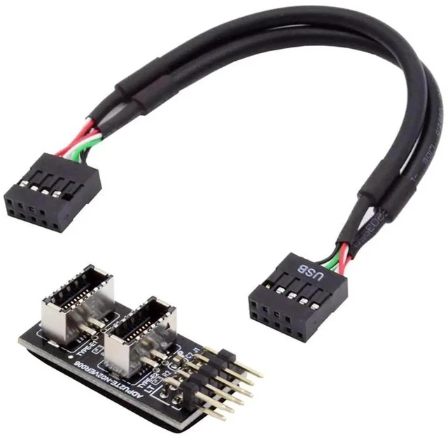 Main image of AJMRTC 20cm Dual USB 3.1 Front Panel IDC Socket KeyA TypeE to USB 2.0 9Pin 10Pin Mainboard Header Male Extension Adapter Cable for Desktop PC Case Motherboard Internal Interface Conversion