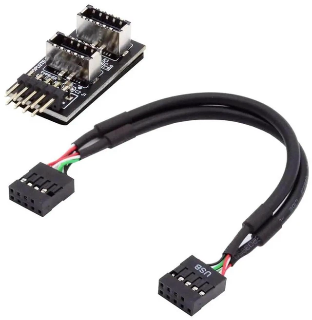 Alt view image 5 of 7 - AJMRTC 20cm Dual USB 3.1 Front Panel IDC Socket KeyA TypeE to USB 2.0 9Pin 10Pin Mainboard Header Male Extension Adapter Cable for Desktop PC Case Motherboard Internal Interface Conversion