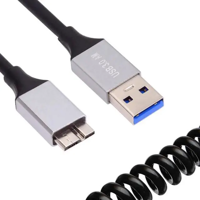Main image of AJMRTC 100cm Coiled Stretch OTG Extension Cable 5Gbps USB3.0 TypeA Male to MicroUSB3.0 Male Cord for U Disk, Smartphone, Camera, Portable Hard Drive Data Sync Transfer
