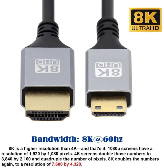 Alt view image 3 of 7 - AJMRTC 50CM UltraThin Hyper Flexible Mini HDMI 2.1 Cord TypeA to TypeC Cable 8K 4K HighSpeed Slim HDTV Wire for Camera, Monitor, HDTV, Video Recording & Media Display