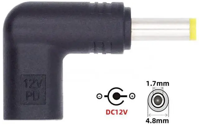 Alt view image 5 of 7 - AJMRTC 90 Degree Angled PD Emulator Trigger Adapter, USB 3.1 TypeC Female to DC 12V 4.8x1.7mm Male Plug, PD Decoy Converter for Router, Monitor, LED Strip, DCPowered Electronics