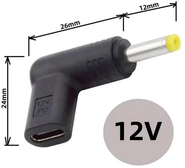 Alt view image 2 of 7 - AJMRTC 90 Degree Angled PD Emulator Trigger Adapter, USB 3.1 TypeC Female to DC 12V 4.8x1.7mm Male Plug, PD Decoy Converter for Router, Monitor, LED Strip, DCPowered Electronics
