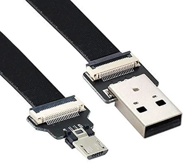 Alt view image 5 of 7 - AJMRTC USB 2.0 TypeA Male to Micro USB 5Pin Male Flat Slim FPC Cable, 200cm Flexible Thin Flat Ribbon Cord for FPV Drone, Hard Disk, Smartphone and Micro USB Powered Devices