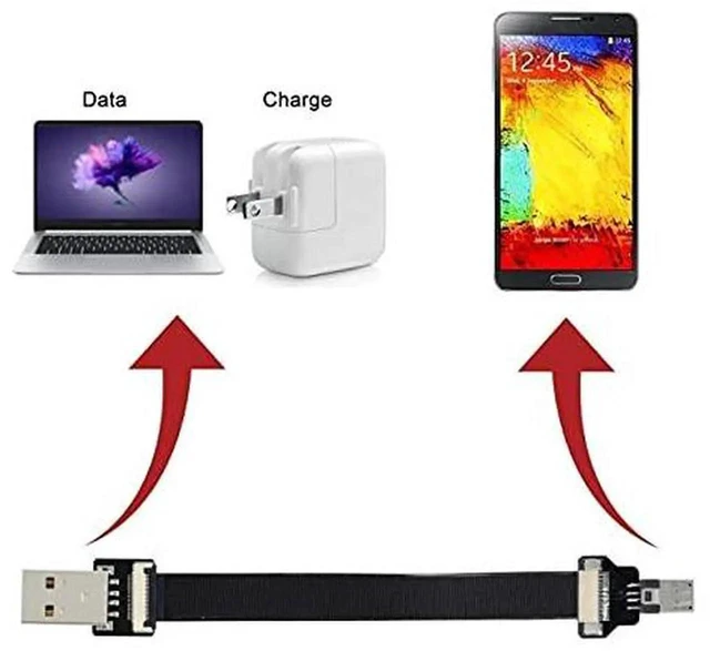 Alt view image 6 of 7 - AJMRTC USB 2.0 TypeA Male to Micro USB 5Pin Male Flat Slim FPC Cable, 200cm Flexible Thin Flat Ribbon Cord for FPV Drone, Hard Disk, Smartphone and Micro USB Powered Devices
