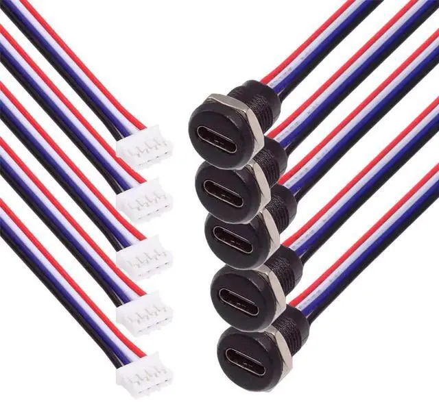 Main image of AJMRTC 5Pcs/Set DIY OEM TypeC Female Socket to 4Pin Header Cable, 2.0mm Pitch Panel Mount TypeC Receptacle to 4Pin Header Wire for DC 5V Power and Data Transmission DIY Project