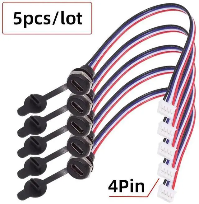 Alt view image 3 of 7 - AJMRTC 5Pcs/Set DIY OEM TypeC Female Socket to 4Pin Header Cable, 2.0mm Pitch Panel Mount TypeC Receptacle to 4Pin Header Wire for DC 5V Power and Data Transmission DIY Project