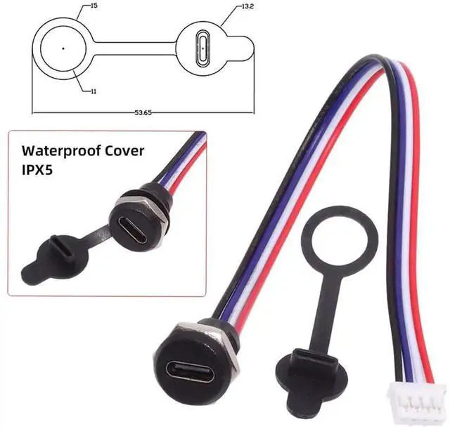 Alt view image 4 of 7 - AJMRTC 5Pcs/Set DIY OEM TypeC Female Socket to 4Pin Header Cable, 2.0mm Pitch Panel Mount TypeC Receptacle to 4Pin Header Wire for DC 5V Power and Data Transmission DIY Project