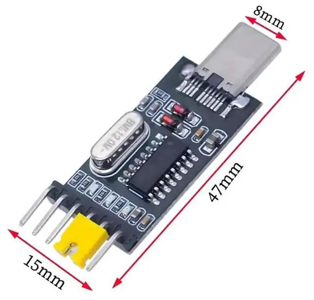 Alt view image 7 of 7 - AJMRTC USBC Male to TTL Serial Adapter Board, CH340G CH340 Chip 3.3V 5V Selectable Voltage Serial Converter Module, Replacement for PL2303, Without Housing for DIY Electronic Project