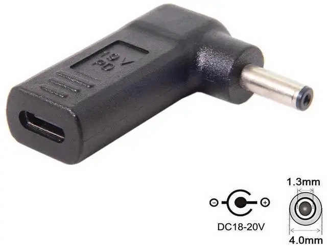 Alt view image 5 of 6 - AJMRTC 90 Degree Angled USBC to DC 19V PD Emulator Trigger Adapter, USB 3.1 TypeC Female to DC 4.0×1.3mm Male Barrel Power Converter for 19V DC Jack Laptops, CenterPositive Polarity