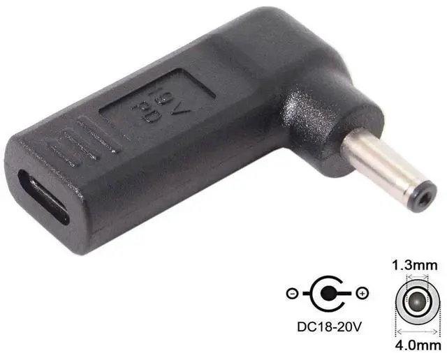 Alt view image 3 of 6 - AJMRTC 90 Degree Angled USBC to DC 19V PD Emulator Trigger Adapter, USB 3.1 TypeC Female to DC 4.0×1.3mm Male Barrel Power Converter for 19V DC Jack Laptops, CenterPositive Polarity