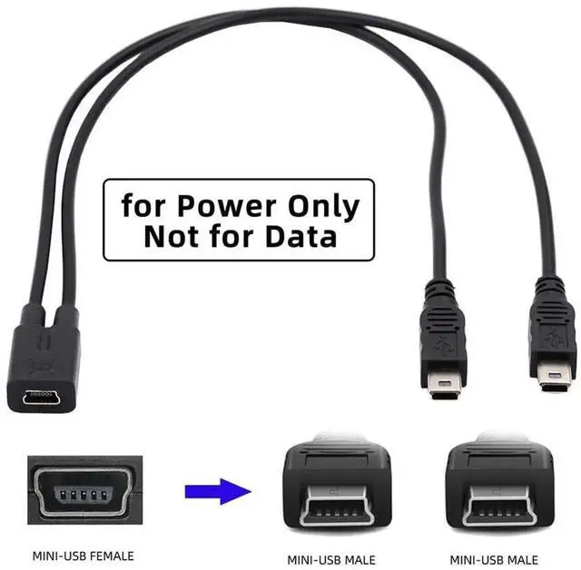 Alt view image 6 of 7 - AJMRTC 20cm Mini USB 2.0 Female to Dual Mini USB 5Pin Male YSplitter Charging Cable, DC 5V PowerOnly Extension Cord for Dual MiniUSB Powered Devices, GPS, Dash Cam, Old Handheld Gadgets