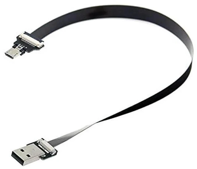 Alt view image 5 of 6 - AJMRTC USB 2.0 TypeA Male to Micro USB 5Pin Male Flat Slim FPC Cable, 200cm Flexible Thin Flat Ribbon Cord for FPV Drone, Hard Disk, Smartphone and Micro USB Powered DIY Devices