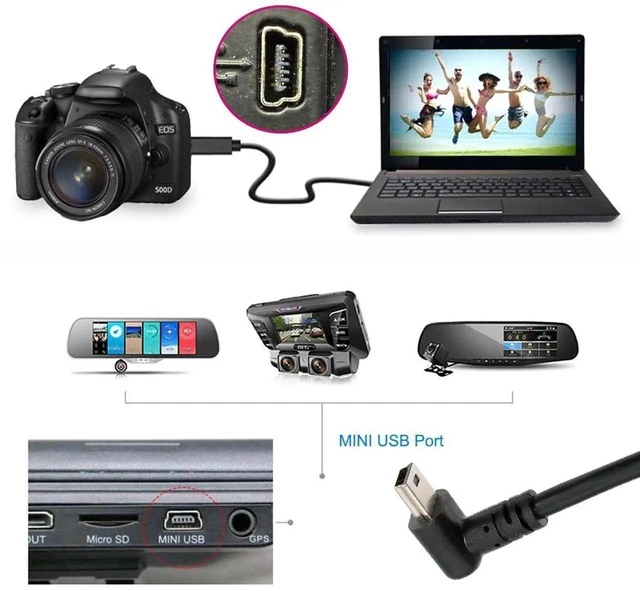 Alt view image 5 of 7 - AJMRTC 150cm UpAngled 90 Degree Mini USB 2.0 TypeB 5Pin Male to USB 2.0 TypeA Male Cable, Right Angle MiniB Charging Data Cord for Digital Camera, GPS Navigator, MP3, MP4 and Old MiniUSB Devices