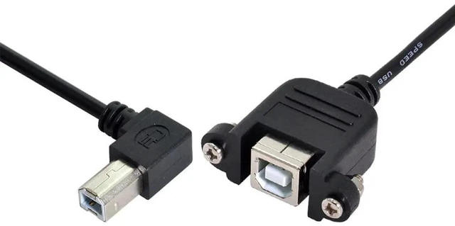 Alt view image 7 of 7 - AJMRTC 50cm 90Degree Left Angled USB 2.0 TypeB Male to PanelMount TypeB Female Extension Cable, ScrewLock USBB Panel Mount Adapter Cord for Printer, Scanner, Industrial Equipment and Cabinet Ins