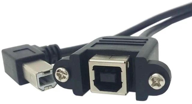 Alt view image 5 of 7 - AJMRTC 50cm 90Degree Left Angled USB 2.0 TypeB Male to PanelMount TypeB Female Extension Cable, ScrewLock USBB Panel Mount Adapter Cord for Printer, Scanner, Industrial Equipment and Cabinet Ins