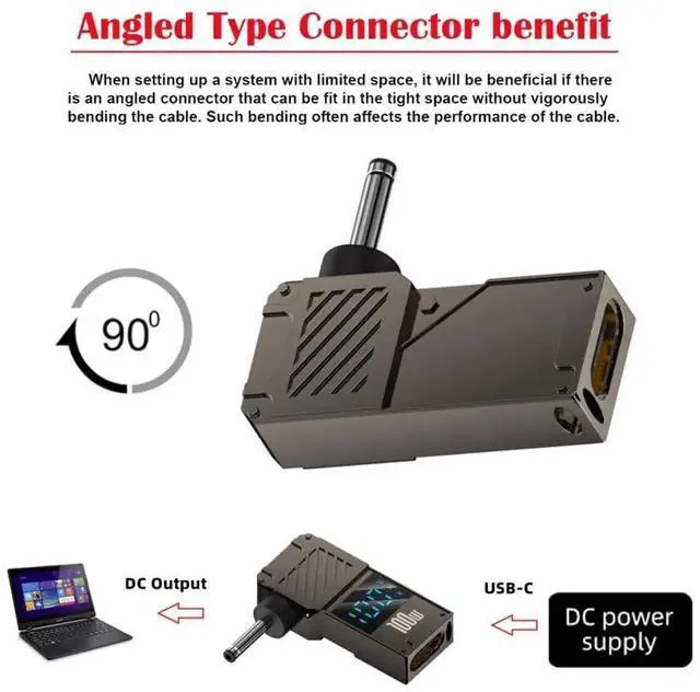 Alt view image 3 of 7 - AJMRTC USBC to DC 3.0x1.1mm PD 3.0 Charging Cable, Smart LED Display 100W 20V 5A 65W Laptop Power Converter Cord, Work with USBC PD Charger for Compatible Laptops