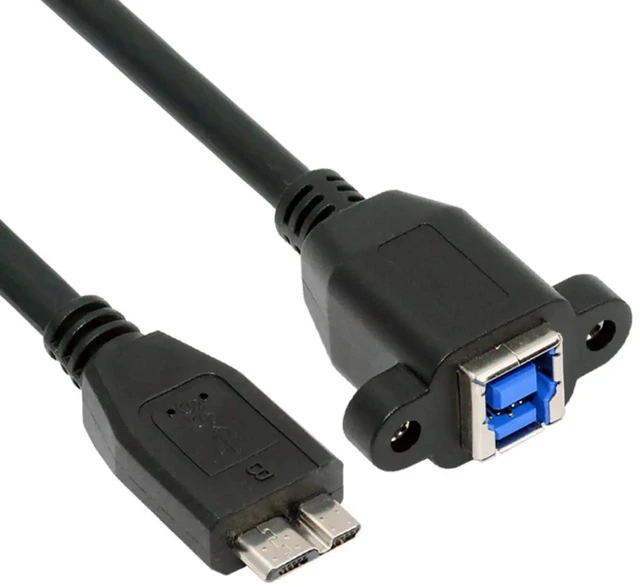 Main image of AJMRTC USB 3.0 MicroB Male to TypeB Female Extension Cable 30cm, 5Gbps HighSpeed Data Sync Cord for External Hard Drives, SSD, Cameras, Printers, Scanners, Storage Disk Data Transfer Cable