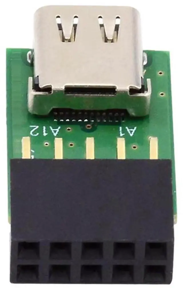 Main image of AJMRTC USBC Female Single Port Adapter PCBA, USB 3.1 TypeC Female to USB 2.0 Motherboard 9Pin 10Pin Header Converter 480Mbps, Internal Front Panel Connector Board for Desktop PC Motherboard Moddin