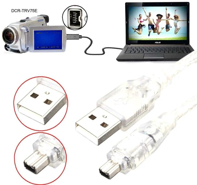 Alt view image 6 of 7 - AJMRTC USBA Male to Firewire IEEE 1394 4Pin Male iLink Adapter Cable, DV Video Transfer Cord for Sony DCRTRV75E Handycam Camcorder, Legacy MiniDV Camera Connection Cable for Archiving Old Video Foo