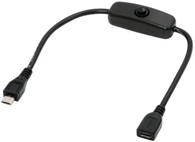 Main image of AJMRTC Micro USB 2.0 Extension Cable with On Off Power Switch Button, Micro 5Pin Male to Female DC 5V Power Cord for Desk Lamp, Mini Fan, Camera, LED Light, Small 5V USB Powered Electronics