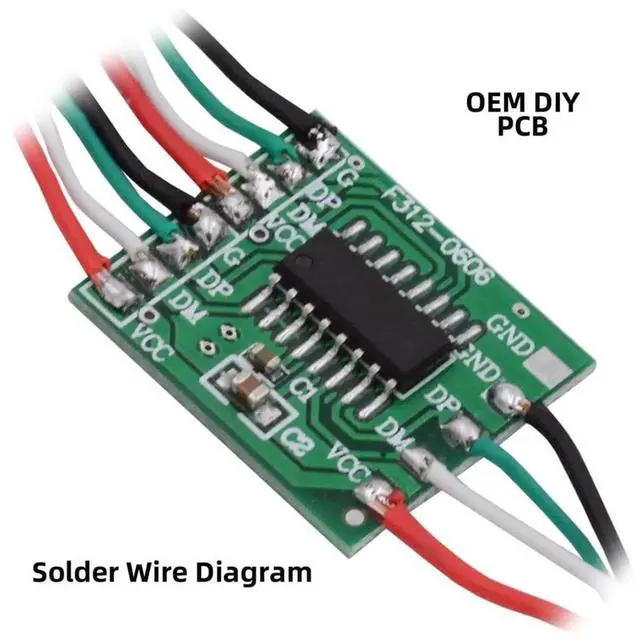 Alt view image 6 of 7 - AJMRTC USB 2.0 1 to 2 Port HUB Splitter PCBA Board with SR StrainRelief Cover, DIY OEM Circuit Board Module with 3.0mm Cable, Internal USB Hub Board for Custom Case Mod, Electronic Project Accessorie