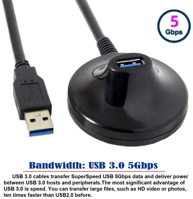 Alt view image 5 of 7 - AJMRTC USB 3.0 TypeA Male to Female Extension Dock Station Cable 80CM, HighSpeed Data Transfer Extension Cord for PC Laptop, USB Hub, Keyboard, Mouse, Flash Drive, Printer