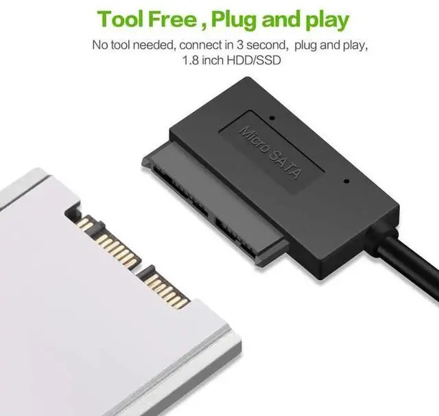 Alt view image 2 of 7 - AJMRTC USB 3.0 to Micro SATA 7+9 16 Pin 90 Degree Angled Adapter Cable 10cm, 1.8 Inch Micro SATA SSD Hard Drive Converter Cord for 1.8" Micro SATA HDD SSD Data Power Connection