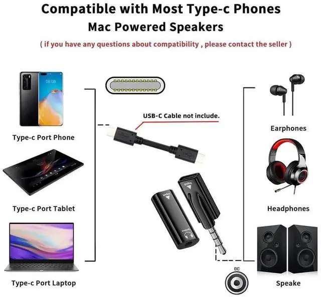 Alt view image 3 of 7 - AJMRTC 2Pcs USBC Female to 3.5mm Male & Female AUX MIC Sound Card Adapter, 16Bit 48KHz TypeC Audio Converter for Headphone Microphone, Compatible with Laptop Tablet Smartphone