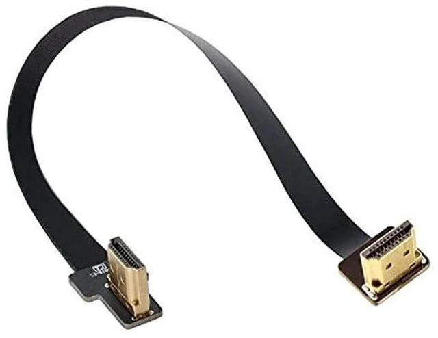 Main image of AJMRTC CYFPV Dual 90 Degree RightUp Angled HDMI TypeA Male to Male FPC Flat Cable 50cm, Flexible Thin HDTV Cord for FPV Multicopter Drone Aerial Photography Project Monitor