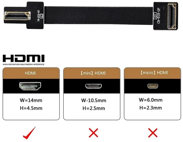 Alt view image 4 of 7 - AJMRTC CYFPV Dual 90 Degree RightUp Angled HDMI TypeA Male to Male FPC Flat Cable 50cm, Flexible Thin HDTV Cord for FPV Multicopter Drone Aerial Photography Project Monitor