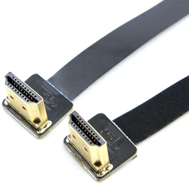 Alt view image 5 of 6 - AJMRTC Dual UpAngled 90 Degree HDMI TypeA Male to Male FPC Flat Cable 20cm, UltraThin Flexible HDTV Ribbon Cord for FPV Multicopter Drone Brushless Gimbal Aerial Photography