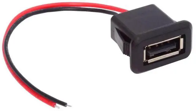 Alt view image 4 of 7 - AJMRTC 2Pcs LatchMount USB TypeA Female Socket to 2Pin Open Bare Wire Cable, DC 5V Power Pigtail Cord for DIY OEM Project, Cabinet Panel Mount Electronic Modification