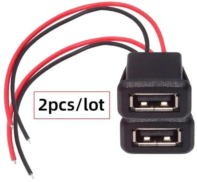 Alt view image 3 of 7 - AJMRTC 2Pcs LatchMount USB TypeA Female Socket to 2Pin Open Bare Wire Cable, DC 5V Power Pigtail Cord for DIY OEM Project, Cabinet Panel Mount Electronic Modification