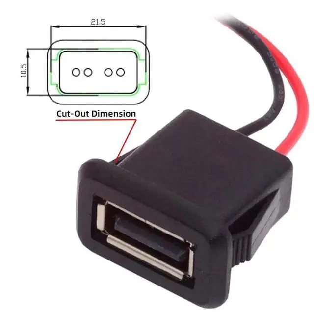 Alt view image 5 of 7 - AJMRTC 2Pcs LatchMount USB TypeA Female Socket to 2Pin Open Bare Wire Cable, DC 5V Power Pigtail Cord for DIY OEM Project, Cabinet Panel Mount Electronic Modification