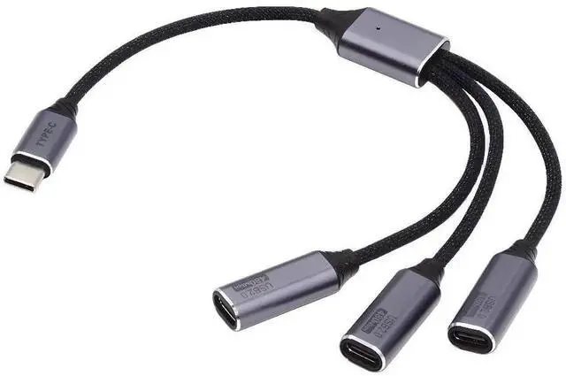 Main image of AJMRTC USBC Male to 3Port USBC Female Hub Adapter, BusPowered TypeC Multiport Splitter for Laptop Desktop, Connect Mouse, Keyboard, Flash Drive, USBC Peripherals