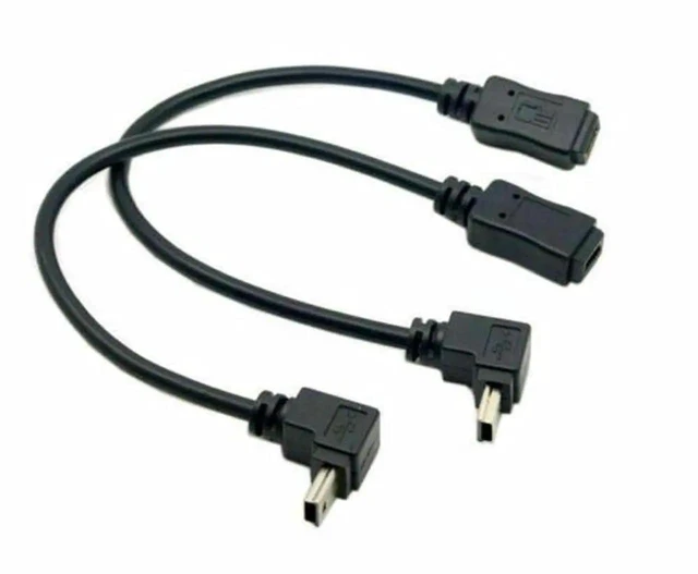 Main image of AJMRTC Mini USB 5P 90Degree Up+Down Angled Male to Mini USB 5Pin Female Extension Cable, USB2.0 Data Charging Cord for GPS Navigator, Dash Cam, Digital Camera