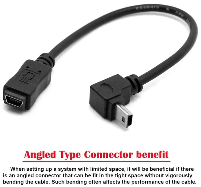 Alt view image 4 of 7 - AJMRTC Mini USB 5P 90Degree Up+Down Angled Male to Mini USB 5Pin Female Extension Cable, USB2.0 Data Charging Cord for GPS Navigator, Dash Cam, Digital Camera