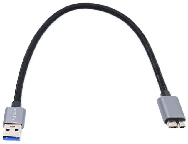 Main image of AJMRTC 5Gbps USB 3.0 TypeA Male to Micro 3.0 B Male Cable 30cm Silver, SuperSpeed Data Cord for External Disk, Portable SSD, Digital Camera, Hard Drive Data Transfer