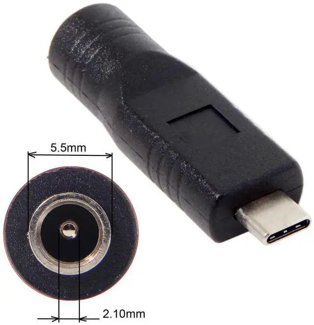 Alt view image 7 of 7 - AJMRTC DC 5.5×2.1mm Barrel Jack Input to USBC Male Power Charging Adapter, DCtoTypeC Power Plug Converter for USBC Laptops, Smartphones and Tablets