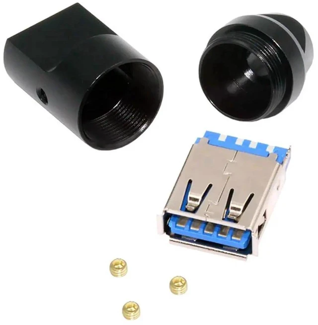 Main image of AJMRTC USB 3.0 TypeA Female SolderType Receptacle Socket, 5Gbps DIY OEM Connector with Aluminum Alloy Shell, Custom Fit for 6.0mm Outer Diameter Cable for Electronic Modification Project