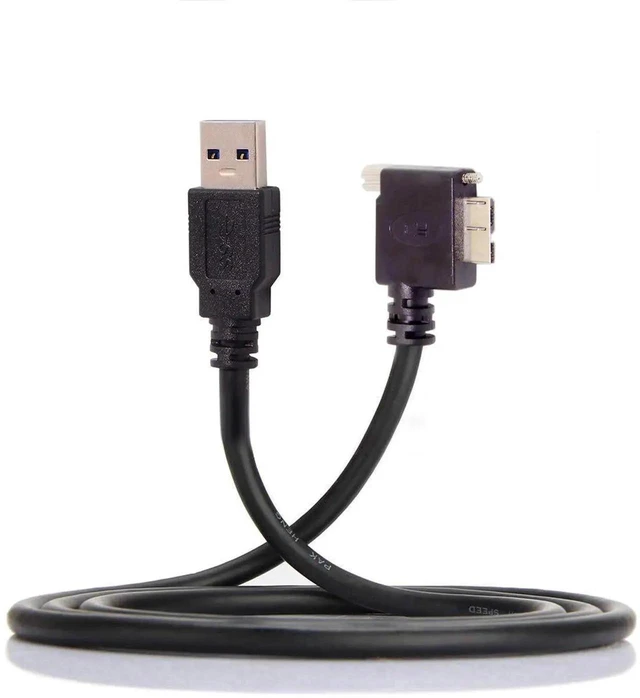 Alt view image 5 of 7 - AJMRTC 1.2M 90Degree RightAngled USB3.0 MicroB Male with ScrewLock Mount Data Cable, 5Gbps Machine Vision Cord for Industrial CCD Camera, HighSpeed Image Data Transmission