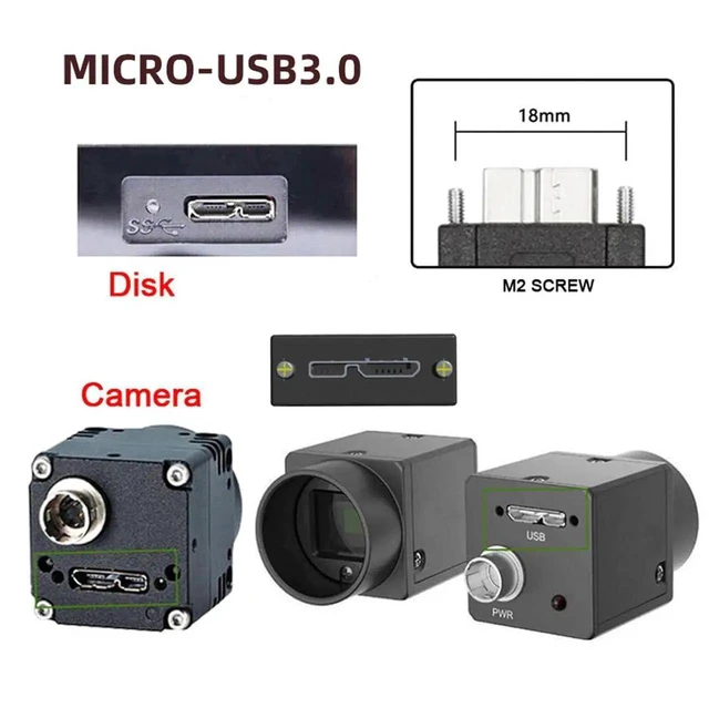 Alt view image 4 of 7 - AJMRTC 25cm 90Degree DownAngled USB 3.0 AMale to UpAngled MicroB 3.0 Cable, ScrewLock PanelMount Data Cord, VibrationResistant for Industrial Camera, Machine Vision Equipment Data Transmission